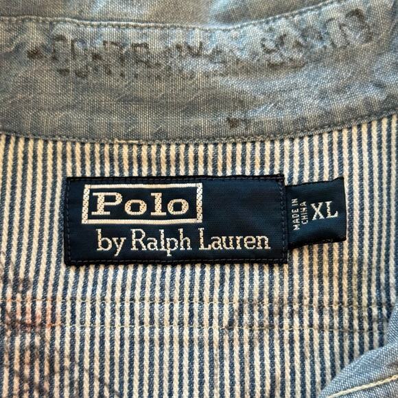 POLO Ralph Lauren Rare Shipyard Nautical Chambray Button-Up Denim Shirt Men's XL - Picture 10 of 16